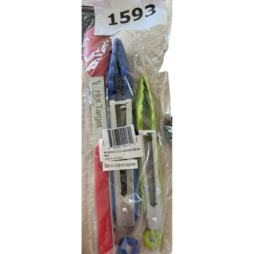 Hot Target 3 PCS Kitchen Tongs Set 7 9 12 Inch Silicone Tips Stainless Steel NEW